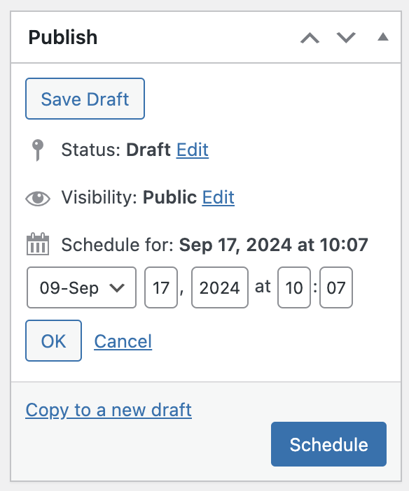Schedule publish date