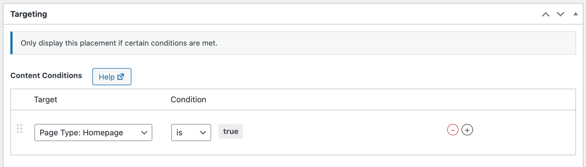 Content targeting - Homepage only