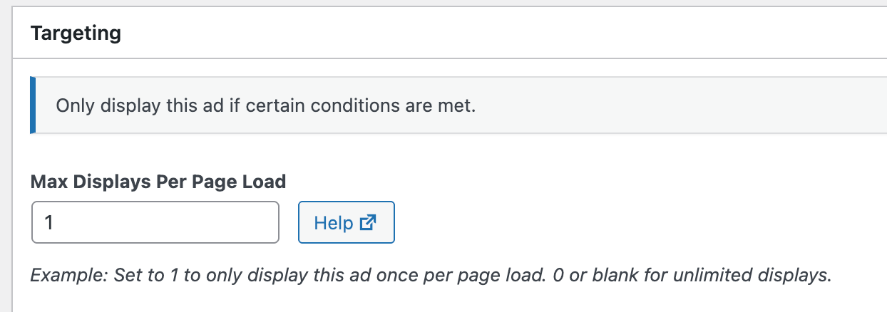 Max Displays Per Page Load
