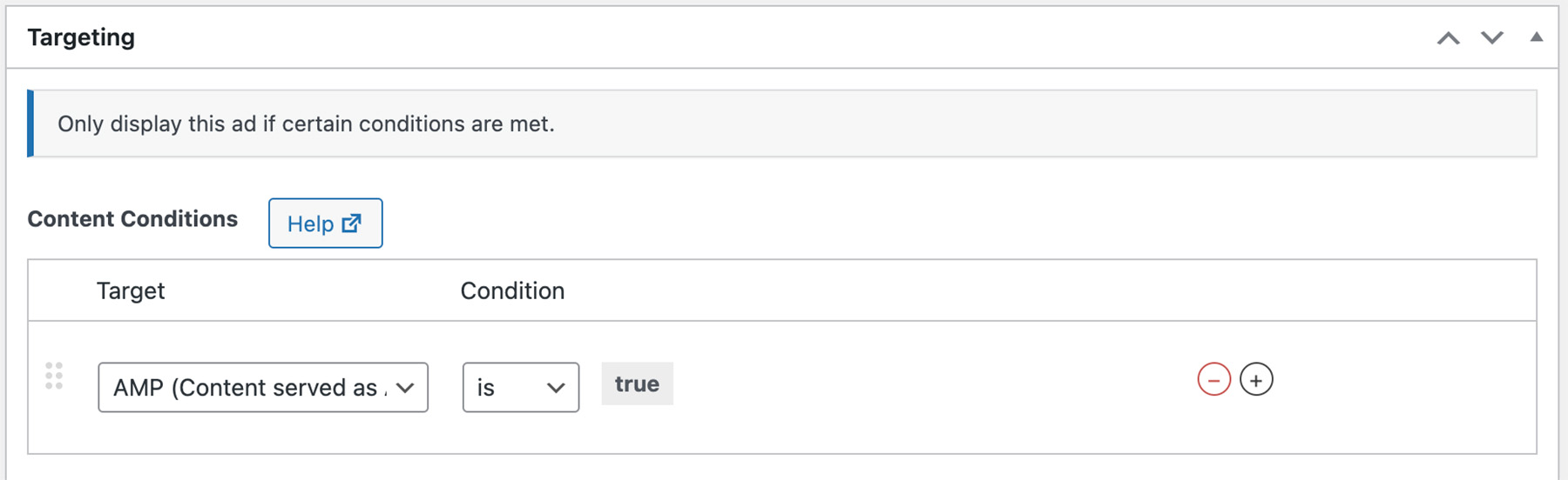 AMP content targeting condition